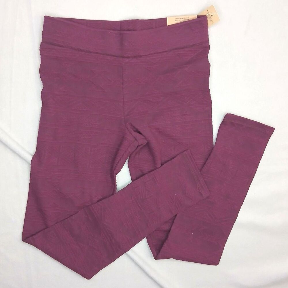 American Eagle Outfitters Leggings Ribbed High Waist Burgundy NWT Womens Small